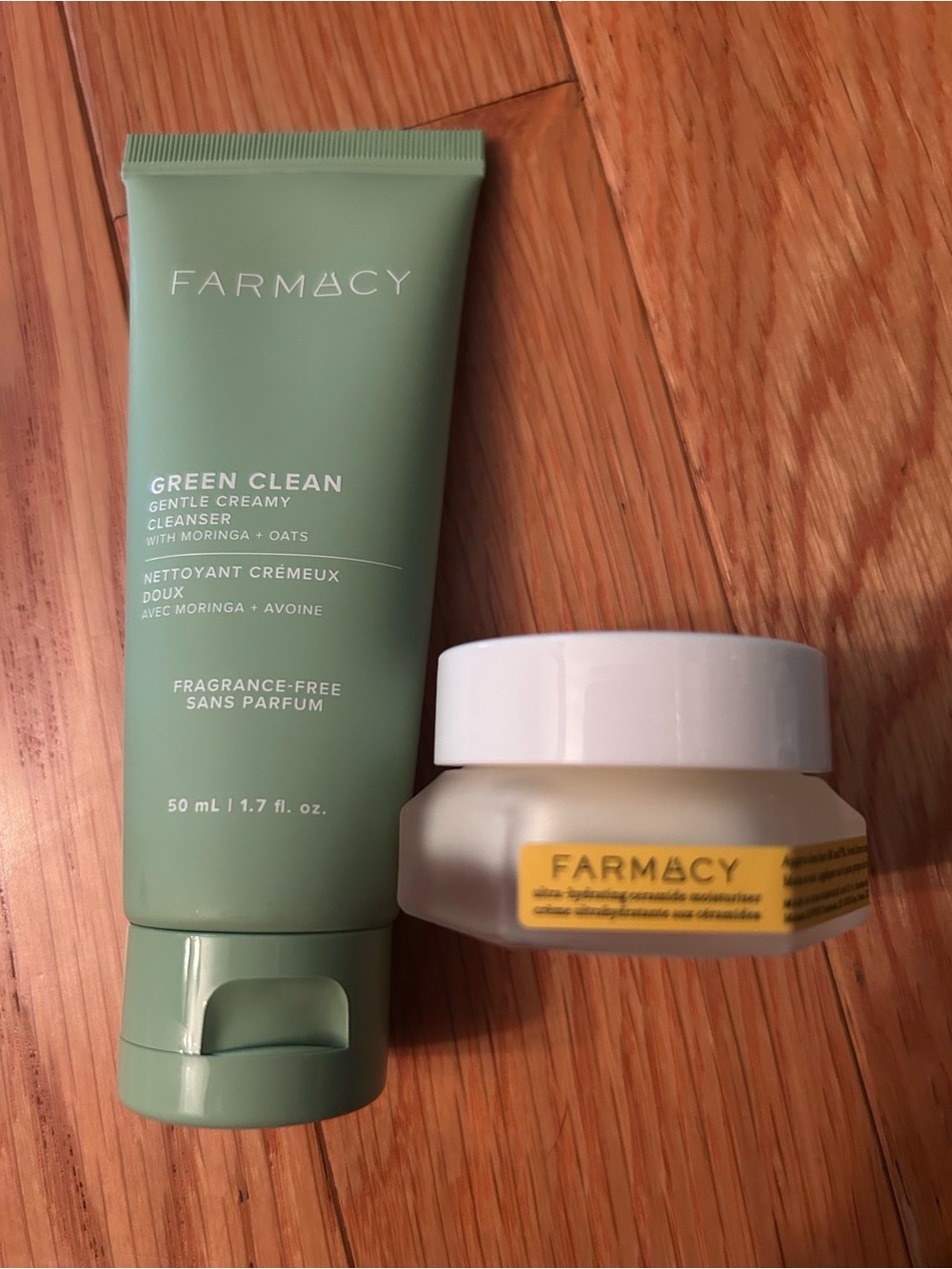 Farmacy Green Clean Gentle Creamy Cleanser and honey halo face cream